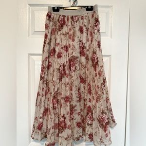 Cream and Rust Floral Maxi Skirt